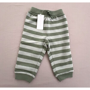 Ralph Lauren Baby Jogger Pants Size 18 Months Boy Striped Fleece Green Logo NEW